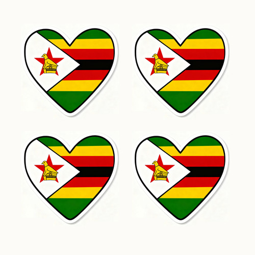 Pack zimbabwe flag heart - 4,
